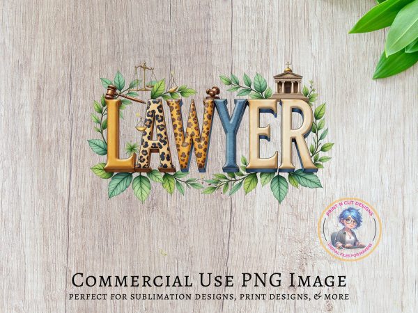 Lawyer Letters with Legal Symbols 300DPI Tansparent PNG Sublimation Design - Image 5