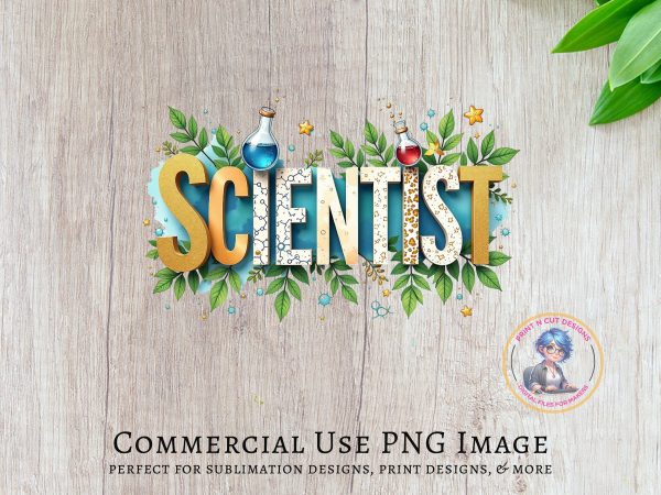 Scientist Decorative Art Illustration 300DPI Tansparent PNG Sublimation Design - Image 5