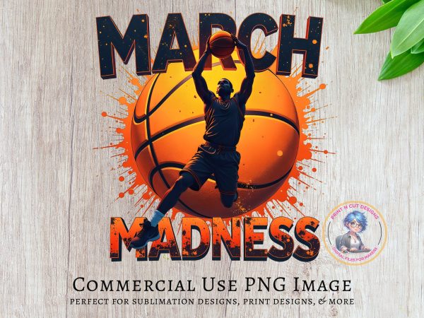 March Madness Basketball Dunk 300DPI Tansparent PNG Sublimation Design - Image 5