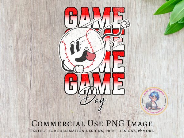 Game Day Baseball Design 300 DPI Transparent PNG Sublimation Design - Image 5