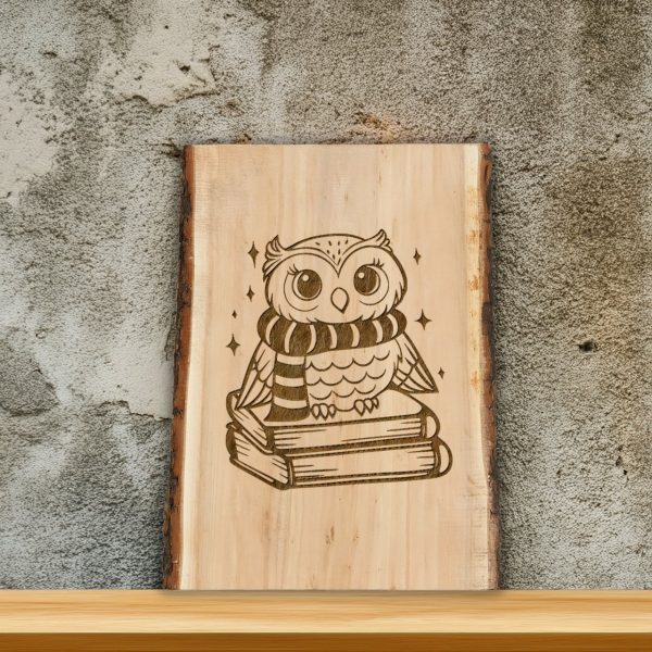 Cute Owl on Books with Scarf Illustration SVG Design Element File - Image 3