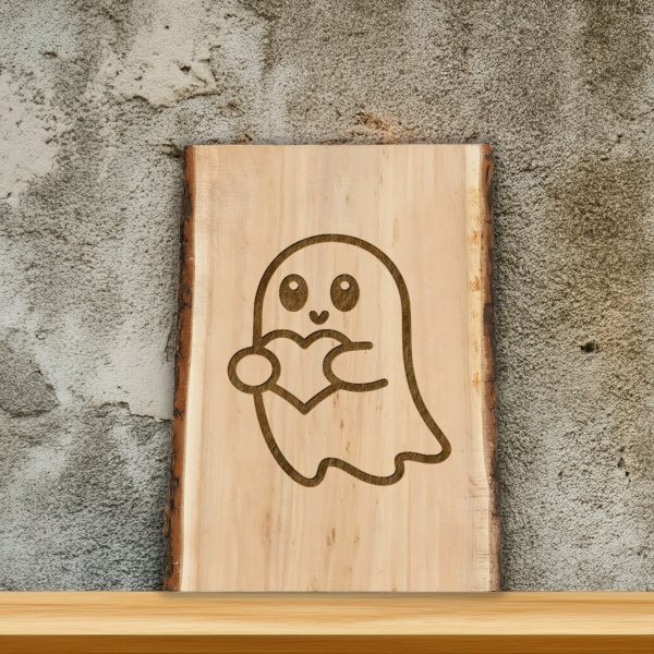 Cute Cartoon Ghost Holding Heart SVG Design Element File - Image 3