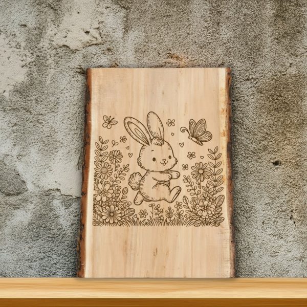 Adorable Bunny and Butterfly Floral Scene SVG Design Element File - Image 3