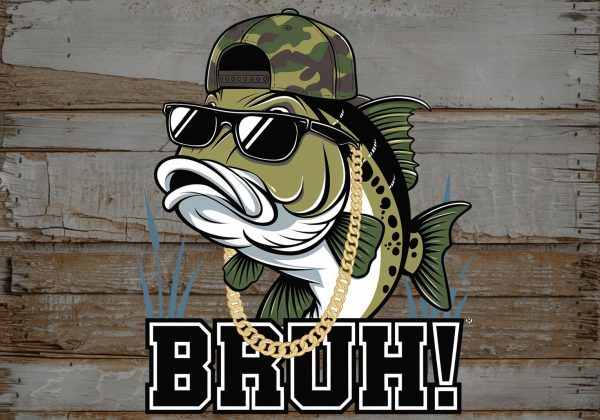 Funny Fish with Cap and Chain Glass Cutting Board Sublimation Design PNG