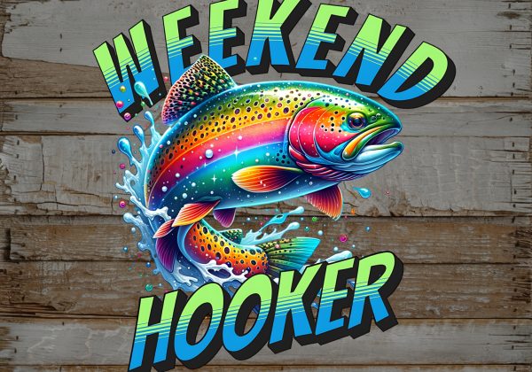 Weekend Hooker Fish Glass Cutting Board Sublimation Design PNG