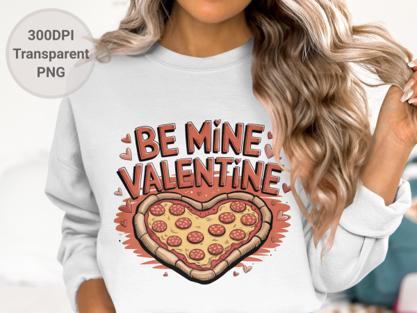 Be Mine Valentine Pizza Heart Design Sublimation Design 300 dpi PNG - Image 2