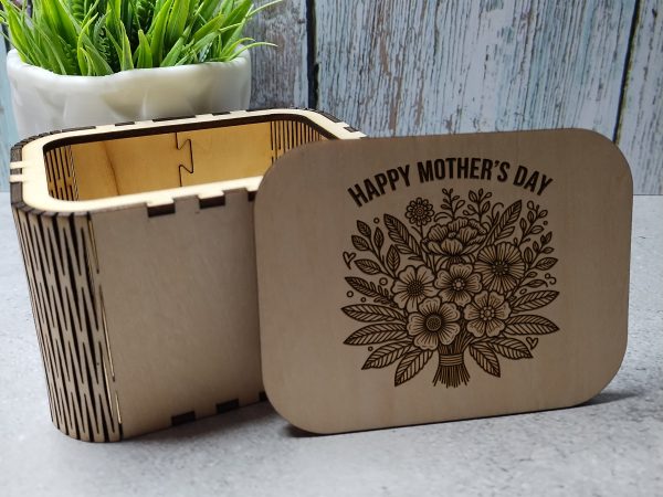 Floral Bouquet Mother's Day Trinket Box Laser Cut SVG File