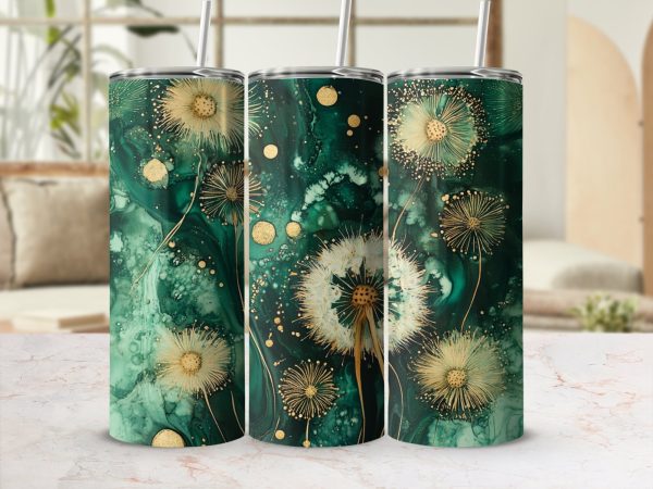 Stunning Abstract Dandelions Art 20oz Skinny Tumbler Sublimation Wrap - Image 2