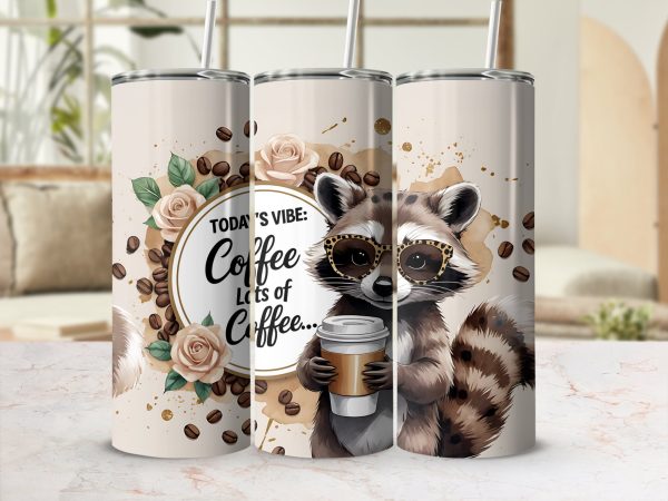 Today's Vibe Coffee Lots of Coffee 20oz Skinny Tumbler Sublimation Wrap - Image 2