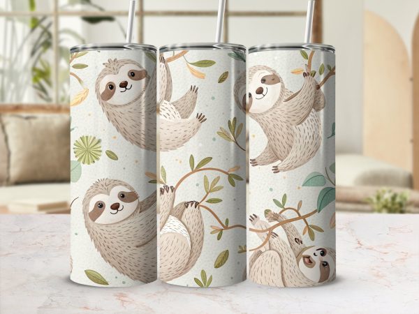 Cute Sloth Patterns for 20oz Skinny Sublimation Tumbler Wrap