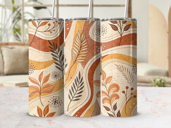 Floral Nature-Inspired Autumn Design 20oz Skinny Sublimation Tumbler Wrap