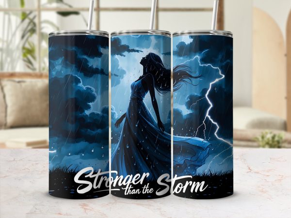 Stronger Than the Storm Design 20oz Skinny Tumbler Sublimation Wrap - Image 2