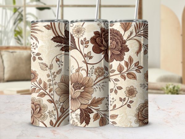 Elegant Vintage Floral Design 20oz Skinny Sublimation Tumbler Wrap