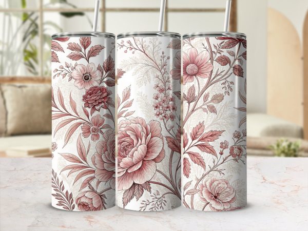 Elegant Floral Design 20oz Skinny Sublimation Tumbler Wrap