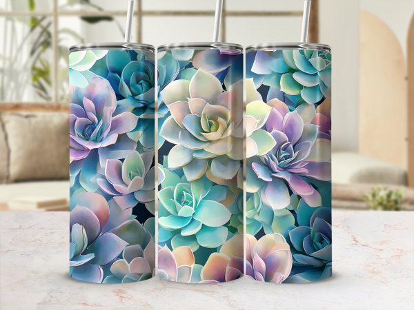 Beautiful Succulent Abstract Design 20oz Skinny Tumbler Sublimation Wrap - Image 2