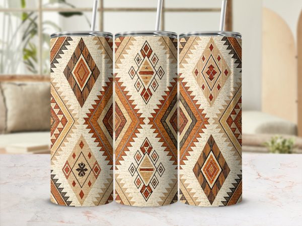 Bohemian Ethnic Pattern Geometric Design 20oz Skinny Sublimation Tumbler Wrap