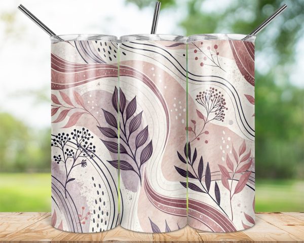 Gorgeous Botanical Abstract Art 20oz Skinny Sublimation Tumbler Wrap - Image 2