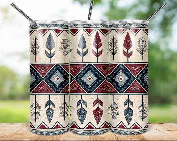 Native American Inspired Patterns 20oz Skinny Sublimation Tumbler Wrap - Image 2