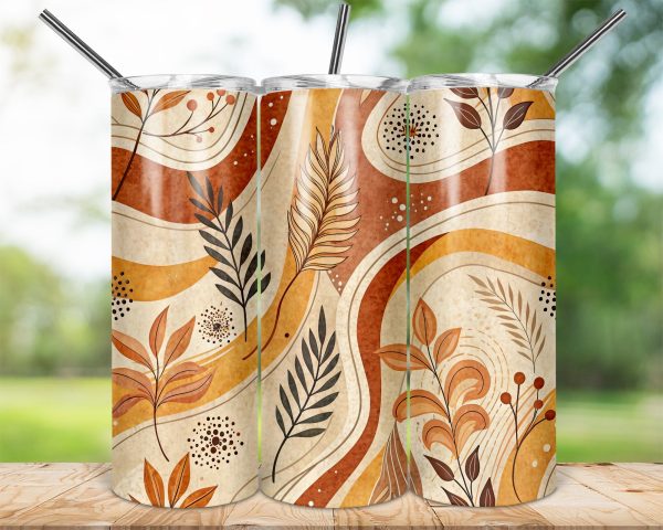 Floral Nature-Inspired Autumn Design 20oz Skinny Sublimation Tumbler Wrap - Image 2