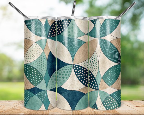 Geometric Retro Patterns 20oz Skinny Sublimation Tumbler Wrap - Image 2