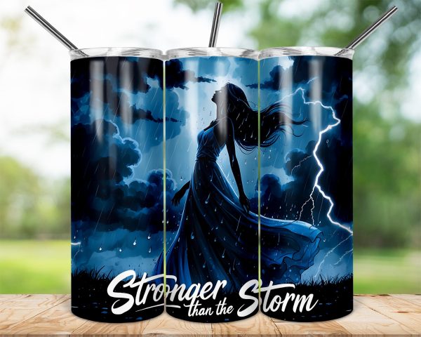 Stronger Than the Storm Design 20oz Skinny Tumbler Sublimation Wrap