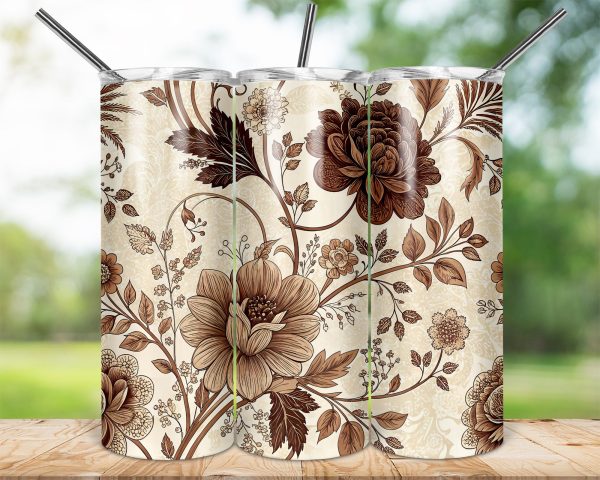 Elegant Vintage Floral Design 20oz Skinny Sublimation Tumbler Wrap - Image 2