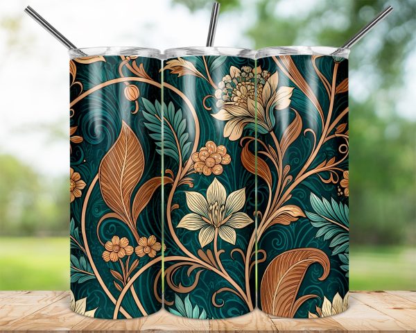 Elegant Floral Botanical Design 20oz Skinny Sublimation Tumbler Wrap - Image 2