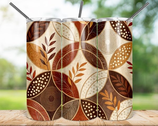 Abstract Autumn Foliage Geometric 20oz Skinny Sublimation Tumbler Wrap - Image 2