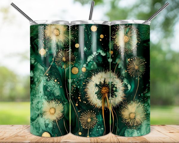 Stunning Abstract Dandelions Art 20oz Skinny Tumbler Sublimation Wrap