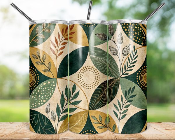 Abstract Floral Foliage Pattern 20oz Skinny Sublimation Tumbler Wrap - Image 2