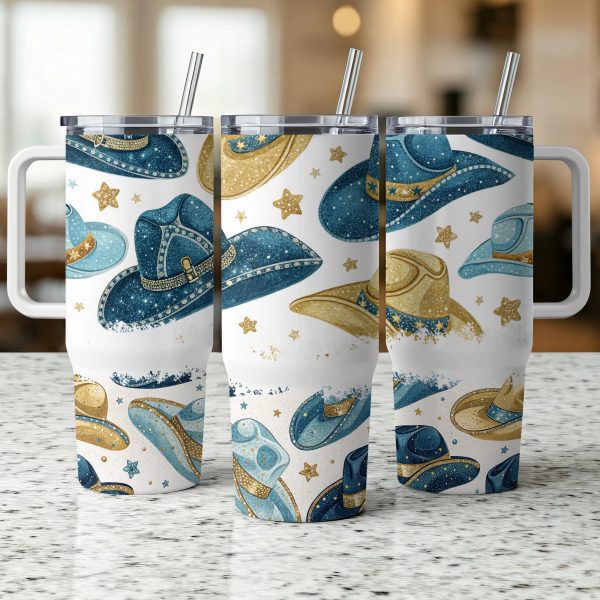 Cowboy Hat Themed 40oz Sublimation Tumbler Wrap, Western Tumbler Wrap, Rodeo Print Tumbler Wrap, Custom Tumbler Design