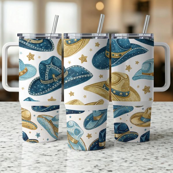 Cowboy Hat Themed 40oz Sublimation Tumbler Wrap, Western Tumbler Wrap, Rodeo Print Tumbler Wrap, Custom Tumbler Design - Image 2