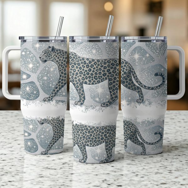 Leopard print tumbler wrap, 40 oz tumbler wrap, sublimation tumbler design, glitter leopard wrap, skinny tumbler wrap