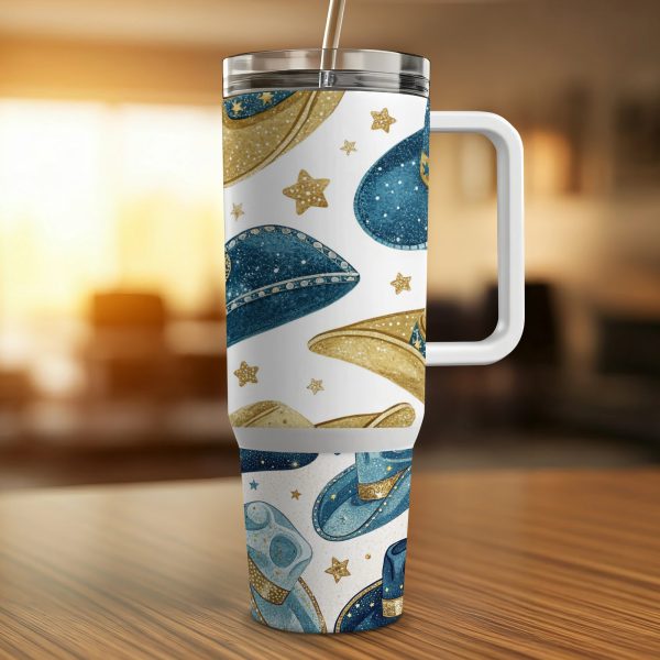 Cowboy Hat Themed 40oz Sublimation Tumbler Wrap, Western Tumbler Wrap, Rodeo Print Tumbler Wrap, Custom Tumbler Design - Image 3