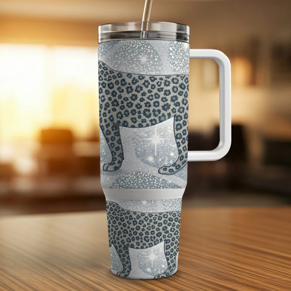 Leopard print tumbler wrap, 40 oz tumbler wrap, sublimation tumbler design, glitter leopard wrap, skinny tumbler wrap - Image 3