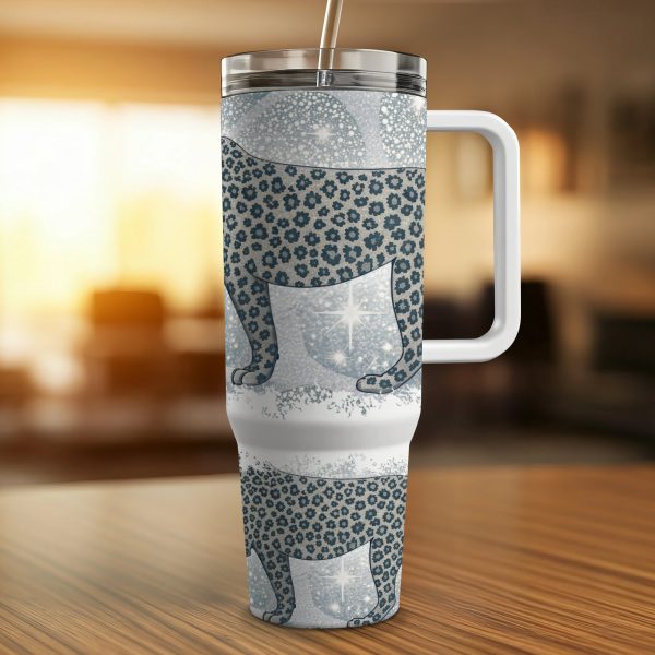 Leopard print tumbler wrap, 40 oz tumbler wrap, sublimation tumbler design, glitter leopard wrap, skinny tumbler wrap - Image 4