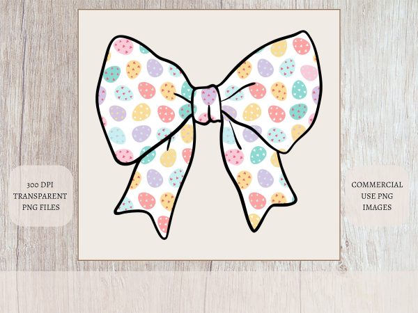 Easter Eggs Coquette Bow Sublimation Design, Easter Eggs Print for DIY Projects, 300 DPI PNG for Crafting, Easter Decoration Art - Image 3