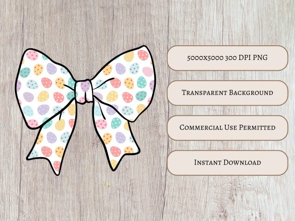 Easter Eggs Coquette Bow Sublimation Design, Easter Eggs Print for DIY Projects, 300 DPI PNG for Crafting, Easter Decoration Art - Image 5