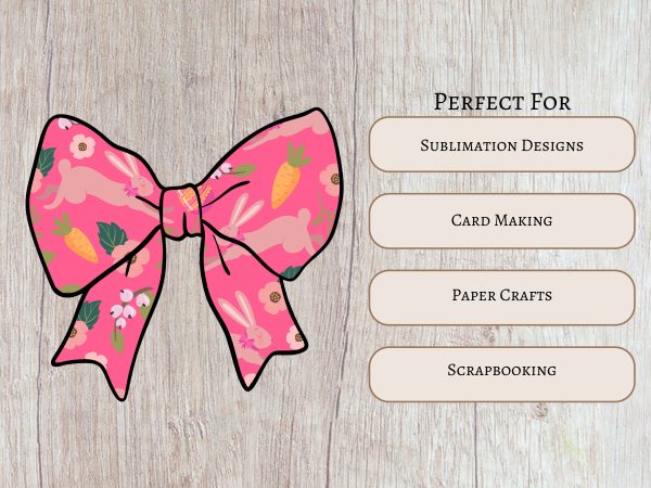 Pink Bunny Coquette Bow Design Sublimation PNG 300 DPI Easter Clipart Transparent Rabbit Spring Floral Carrot Digital Download - Image 6