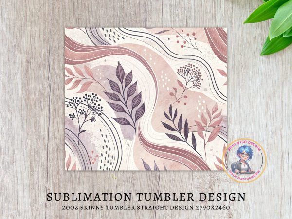 Gorgeous Botanical Abstract Art 20oz Skinny Sublimation Tumbler Wrap - Image 3