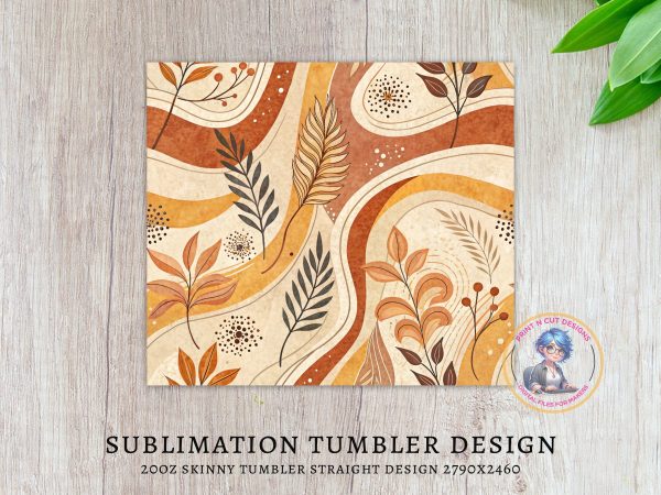 Floral Nature-Inspired Autumn Design 20oz Skinny Sublimation Tumbler Wrap - Image 3