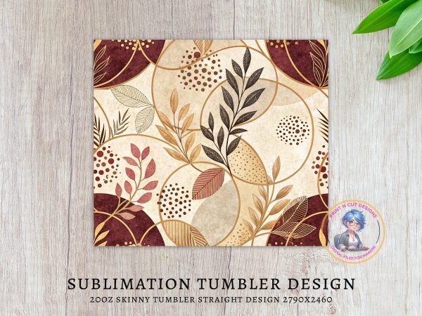 Elegant Botanical Design 20oz Skinny Sublimation Tumbler Wrap - Image 3