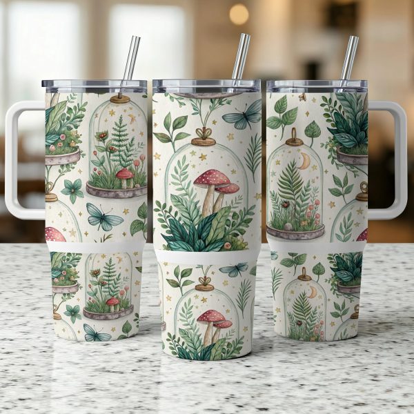 Botanical Garden Design 40oz Sublimation Tumbler Wrap, Nature Inspired Tumbler, Eco Friendly Drinkware, Unique Gift for Her, SKU1234 - Image 3