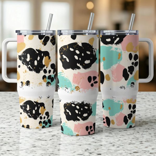 Abstract Art 40oz Sublimation Tumbler Wrap, Color Splash Tumbler Wrap Design, Fits 40oz Tumblers, Easy To Apply Tumbler Wrap