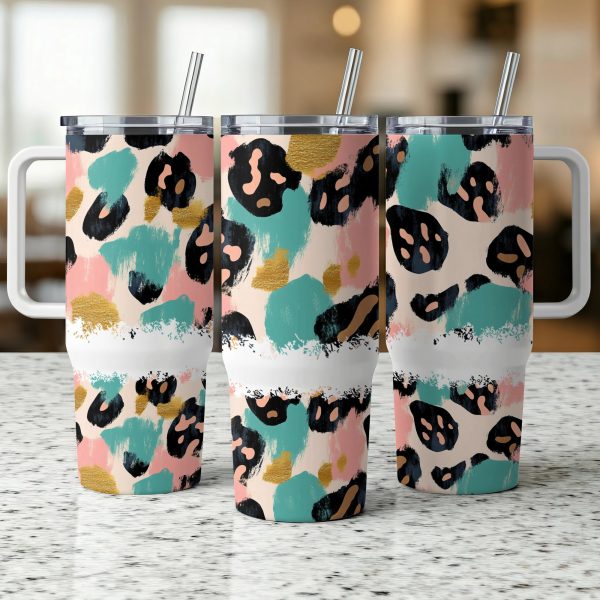 Leopard Print 40oz Tumbler Wrap, Colorful Sublimation Tumbler Wrap, Trendy 40oz Tumbler Wrap, Custom Tumbler Gift