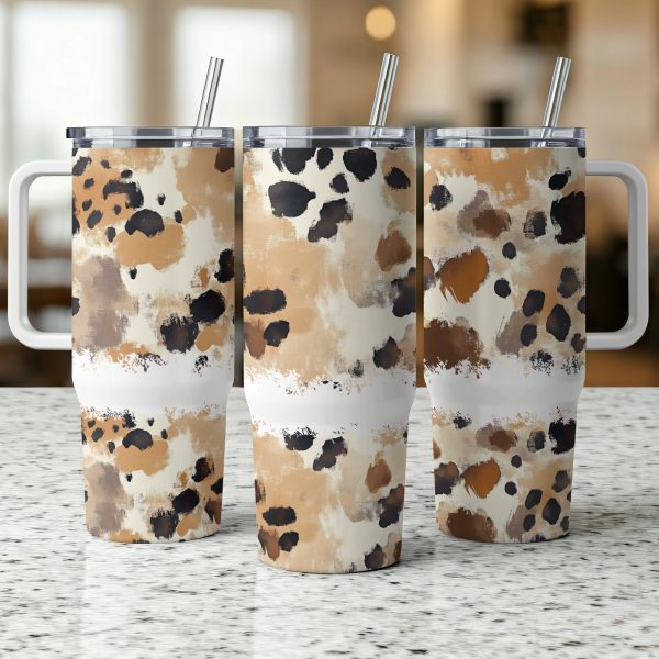 Stylish Leopard Print Tumbler, Double Wall Insulated, Reusable Coffee Mugs, Travel Friendly, 40oz Sublimation Tumbler, Trendy Gifts