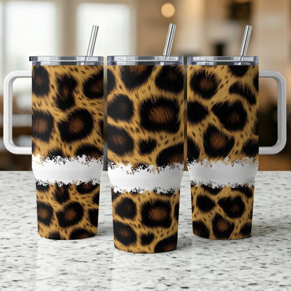 Leopard Print 40oz Sublimation Tumbler Wrap Full Wrap for Tumblers with Handles Animal Print Tumbler Wrap Unique Tumbler Gift Idea