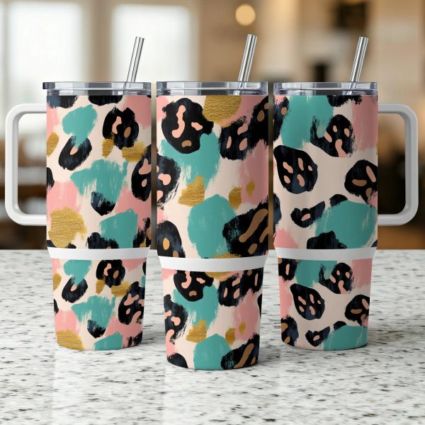 Leopard Print 40oz Tumbler Wrap, Colorful Sublimation Tumbler Wrap, Trendy 40oz Tumbler Wrap, Custom Tumbler Gift - Image 3