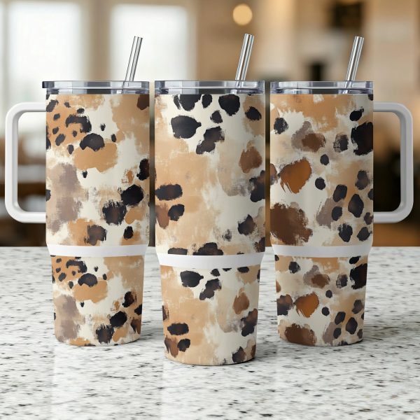 Stylish Leopard Print Tumbler, Double Wall Insulated, Reusable Coffee Mugs, Travel Friendly, 40oz Sublimation Tumbler, Trendy Gifts - Image 3