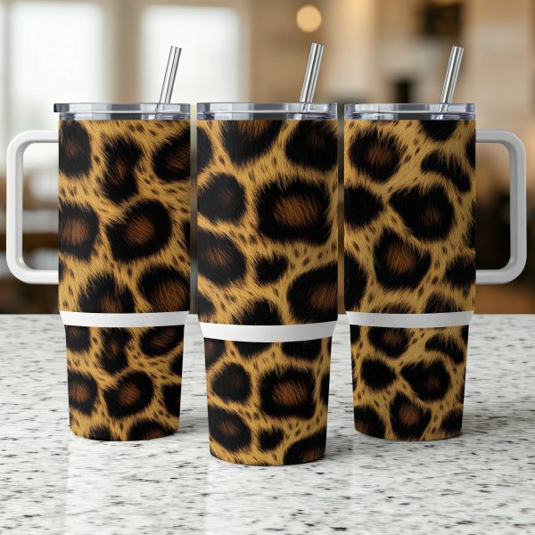 Leopard Print 40oz Sublimation Tumbler Wrap Full Wrap for Tumblers with Handles Animal Print Tumbler Wrap Unique Tumbler Gift Idea - Image 3